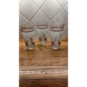 Set of 3 Winter Snow Scene Partial Frosted Glasses‎ by Kig 16 oz